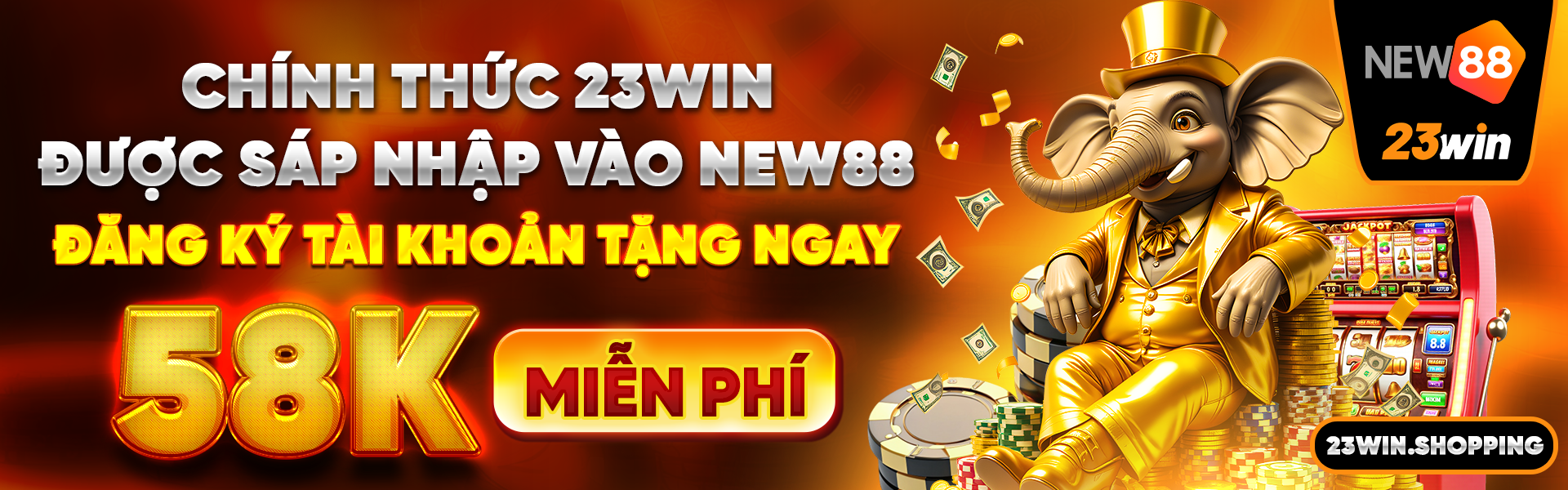 Banner 23win sáp nhập new88